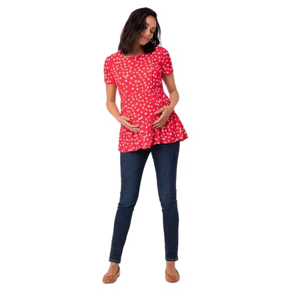 SERAPHINE leora nursing top in red floral (sz12) - Picture 1 of 12